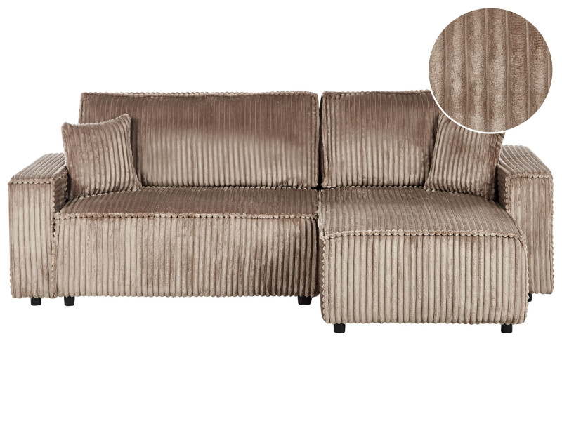 Sofa narożna lewostronna rozkładana brązowa 597811