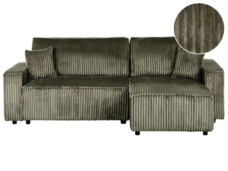 Sofa narożna lewostronna rozkładana zielona 597808