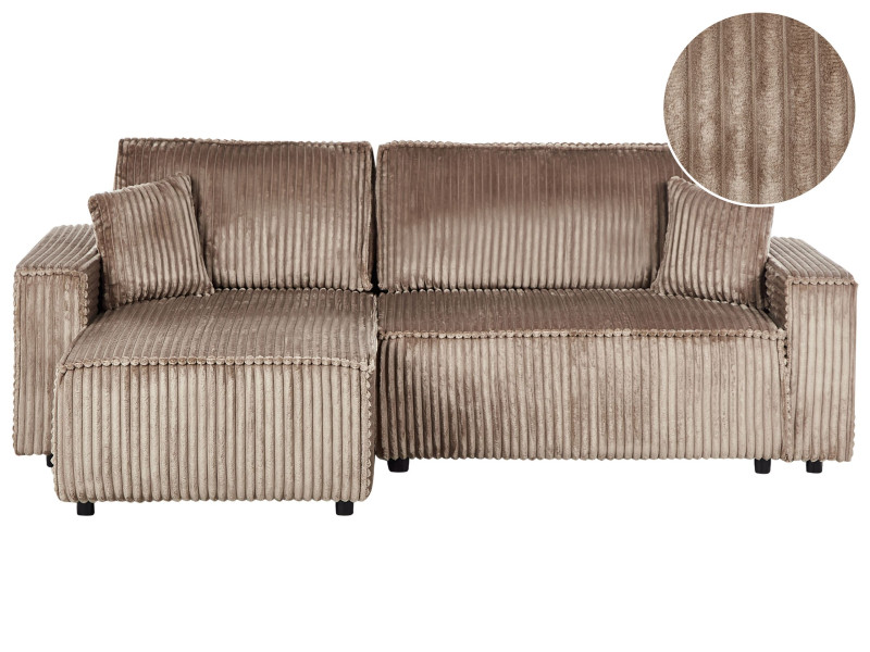 Sofa narożna prawostronna rozkładana brązowa 597806