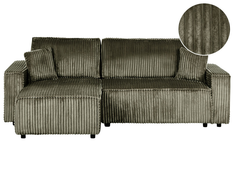 Sofa narożna prawostronna rozkładana zielona 597812
