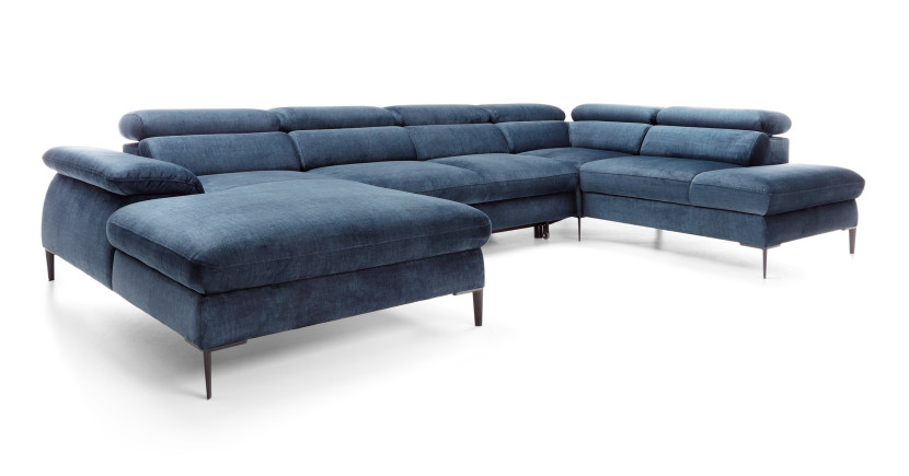 Sofa narożna SEUL U-2 w kolorze morskim z pojemnikiem na pościel Lewy 749818