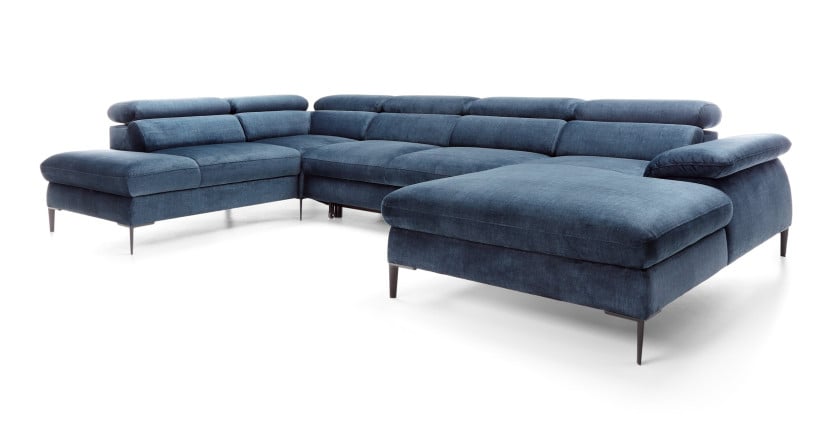 Sofa narożna SEUL U-2 w kolorze morskim z pojemnikiem na pościel Prawy 749822