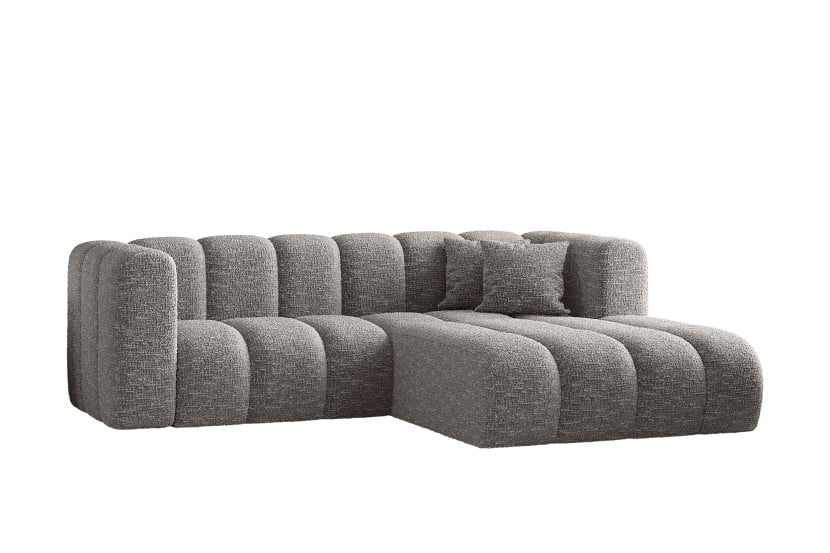 Sofa narożna w kształcie litery L, Grand tkanina Haga Szary Prawy 525444