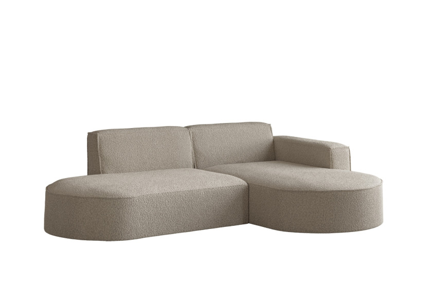 Sofa narożna w kształcie litery L, Modena tkanina Quelle Ciemnobeżowy Prawy 648915
