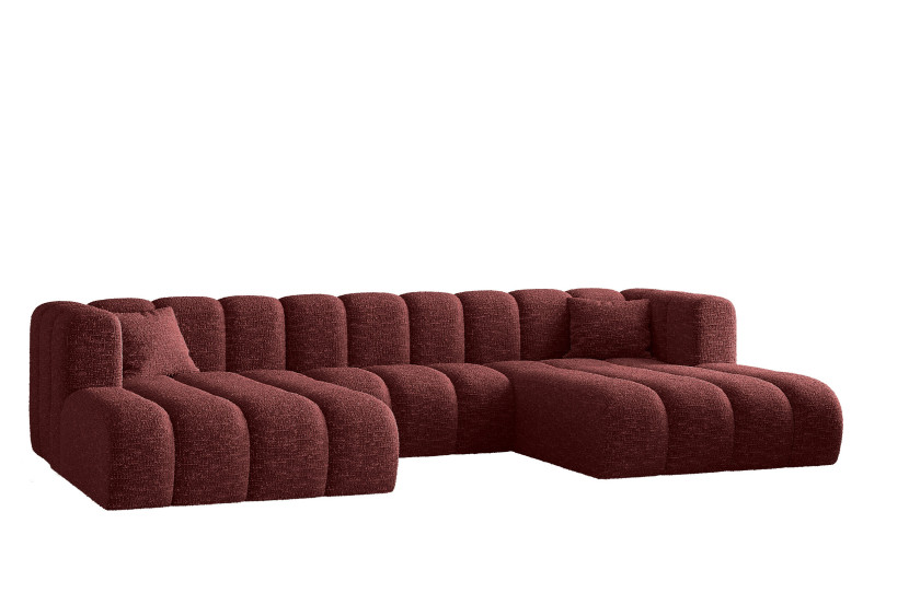 Sofa narożna w kształcie litery U, Grand modułowa z tkaniny Haga Burgundowy 636842