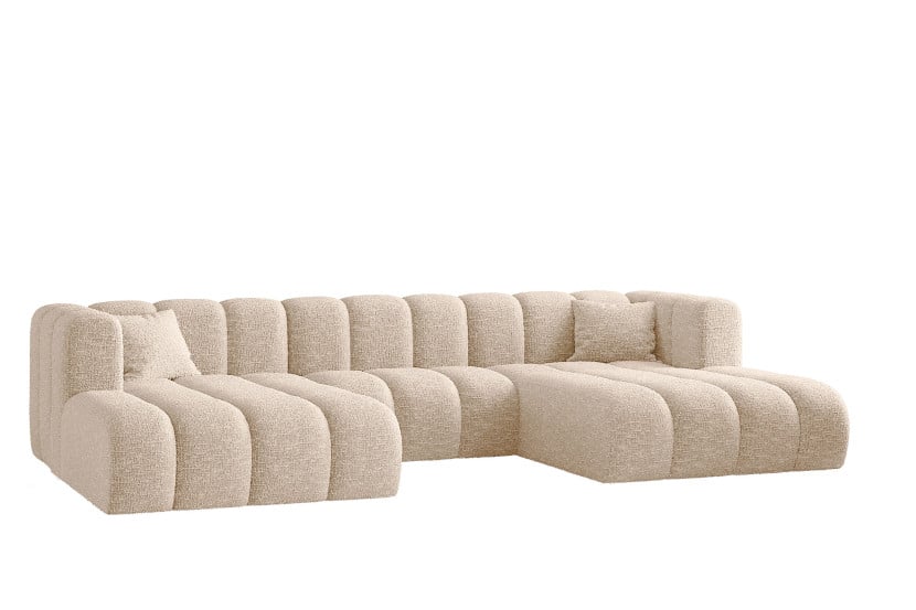 Sofa narożna w kształcie litery U, Grand modułowa z tkaniny Haga Ecru 636910