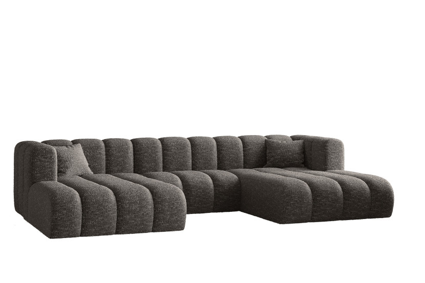 Sofa narożna w kształcie litery U, Grand modułowa z tkaniny Haga Grafitowy 636806