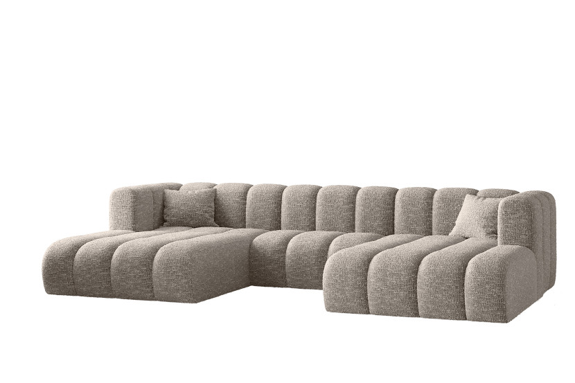 Sofa narożna w kształcie litery U, Grand modułowa z tkaniny Haga Jasnoszary 636845