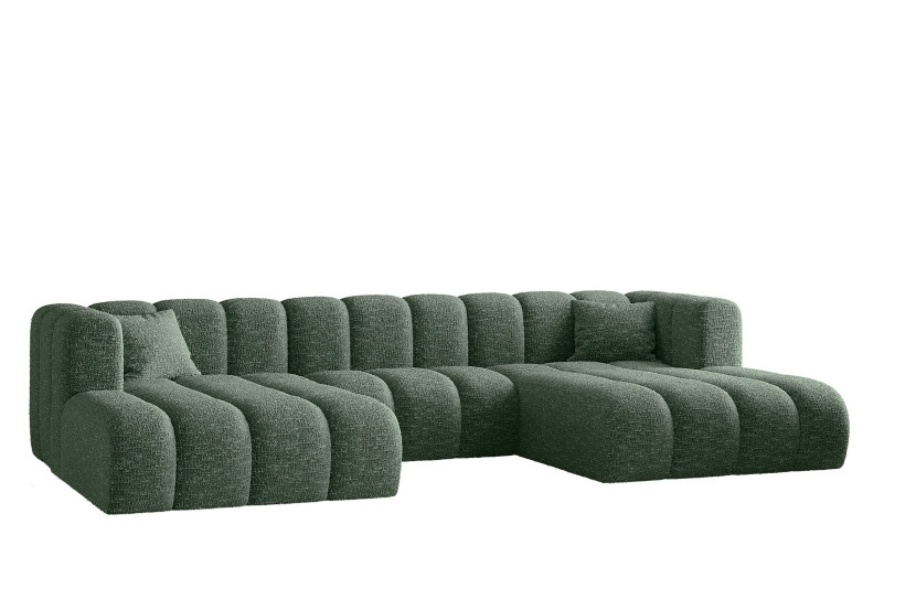 Sofa narożna w kształcie litery U, Grand modułowa z tkaniny Haga Zielony 636883
