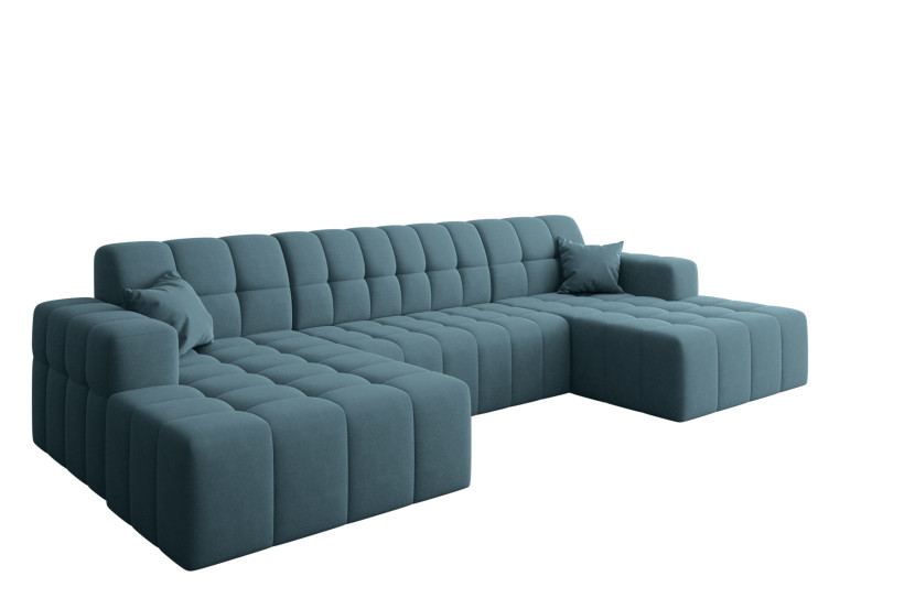 Sofa narożna w kształcie litery U Nimes, tkanina Portland Niebieski 719021