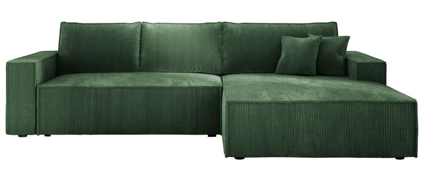 Sofa narożna z automatem DL COBRA MINI butelkowa zieleń sztruks prawa 519805