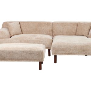 Sofa narożna z otomaną lewostronna beżowa 597805 Sofa narożna z otomaną lewostronna beżowa 597805