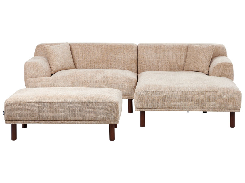 Sofa narożna z otomaną lewostronna beżowa 597805