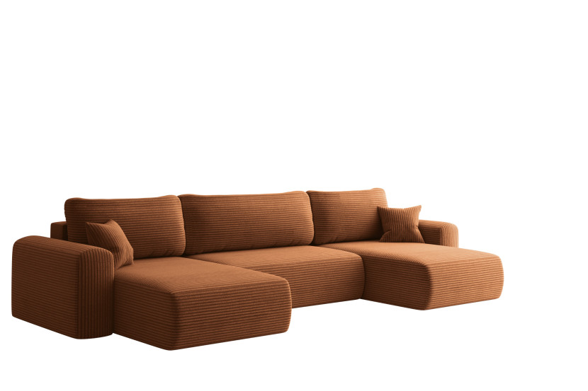 Sofa narożnik CAPRI U z funkcją spania, do salonu, ceglany 804232
