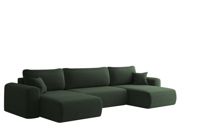 Sofa narożnik CAPRI U z funkcją spania, do salonu, ciemnozielony 804188
