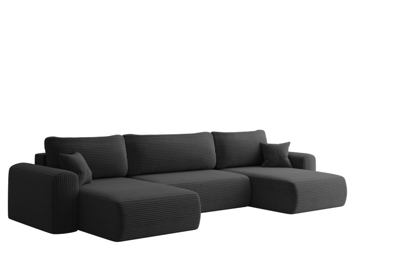 Sofa narożnik CAPRI U z funkcją spania, do salonu, czarny 804206