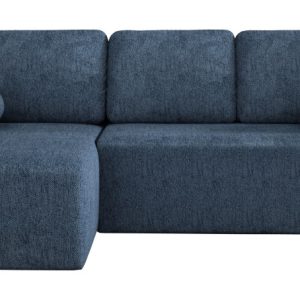 Sofa narożnikowa z funkcją spania na sprężynach HOPE granatowa poduszki 755336 Sofa narożnikowa z funkcją spania na sprężynach HOPE granatowa poduszki 755336