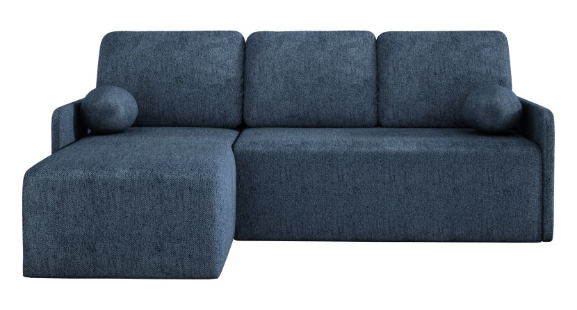 Sofa narożnikowa z funkcją spania na sprężynach HOPE granatowa poduszki 755336
