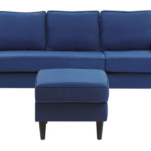 Sofa niebieska 3-osobowa z otomaną 81537