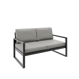Sofa ogrodowa 2-osobowa ALICANTE beżowa z czarnym stelażem 1048384 Sofa ogrodowa 2-osobowa ALICANTE beżowa z czarnym stelażem 1048384