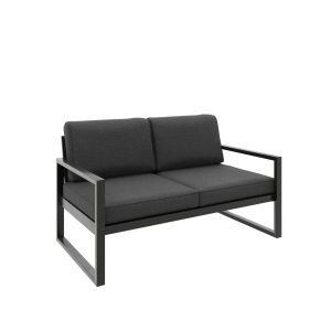 Sofa ogrodowa 2-osobowa ALICANTE grafitowa z czarnym stelażem 1048382 Sofa ogrodowa 2-osobowa ALICANTE grafitowa z czarnym stelażem 1048382