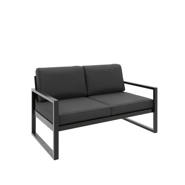 Sofa ogrodowa 2-osobowa ALICANTE grafitowa z czarnym stelażem 1048382