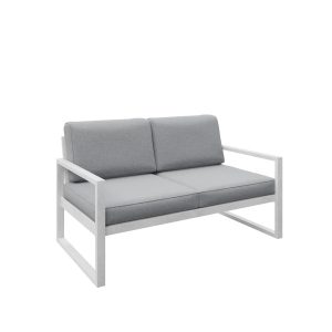 Sofa ogrodowa 2-osobowa ALICANTE jasnoszara z białym stelażem 1048387 Sofa ogrodowa 2-osobowa ALICANTE jasnoszara z białym stelażem 1048387