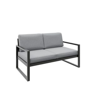 Sofa ogrodowa 2-osobowa ALICANTE jasnoszara z czarnym stelażem 1048385 Sofa ogrodowa 2-osobowa ALICANTE jasnoszara z czarnym stelażem 1048385