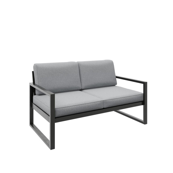 Sofa ogrodowa 2-osobowa ALICANTE jasnoszara z czarnym stelażem 1048385