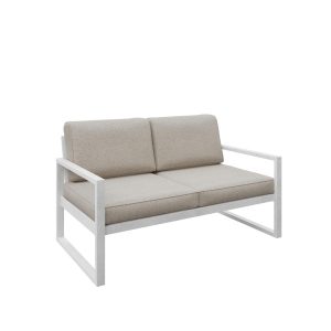 Sofa ogrodowa 2-osobowa ALICANTE kremowa z białym stelażem 1048397 Sofa ogrodowa 2-osobowa ALICANTE kremowa z białym stelażem 1048397