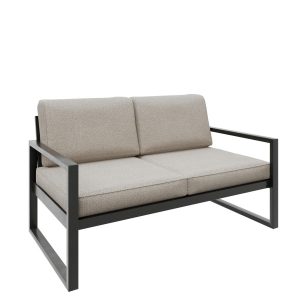 Sofa ogrodowa 2-osobowa ALICANTE kremowa z czarnym stelażem 1048398 Sofa ogrodowa 2-osobowa ALICANTE kremowa z czarnym stelażem 1048398