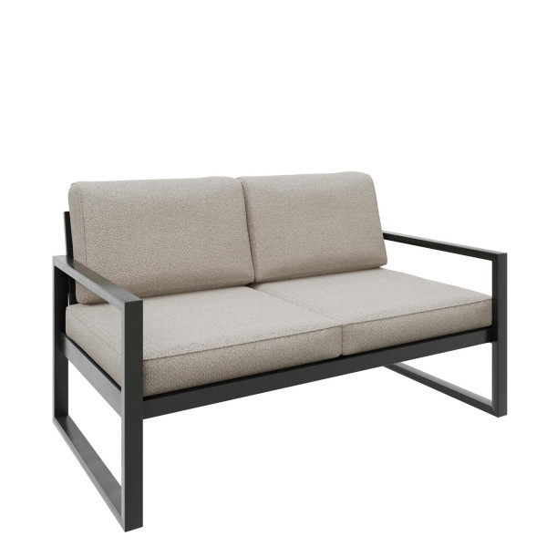 Sofa ogrodowa 2-osobowa ALICANTE kremowa z czarnym stelażem 1048398