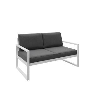 Sofa ogrodowa 2-osobowa ALICANTE szara z białym stelażem 1048400 Sofa ogrodowa 2-osobowa ALICANTE szara z białym stelażem 1048400