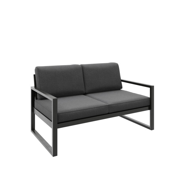 Sofa ogrodowa 2-osobowa ALICANTE szara z czarnym stelażem 1048376