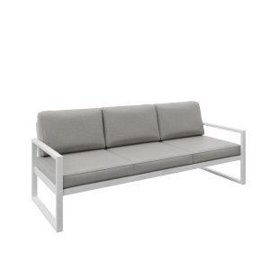 Sofa ogrodowa 3-osobowa ALICANTE beżowa z białym stelażem 1048399 Sofa ogrodowa 3-osobowa ALICANTE beżowa z białym stelażem 1048399