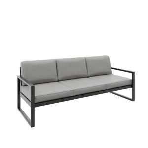 Sofa ogrodowa 3-osobowa ALICANTE beżowa z czarnym stelażem 1048402 Sofa ogrodowa 3-osobowa ALICANTE beżowa z czarnym stelażem 1048402