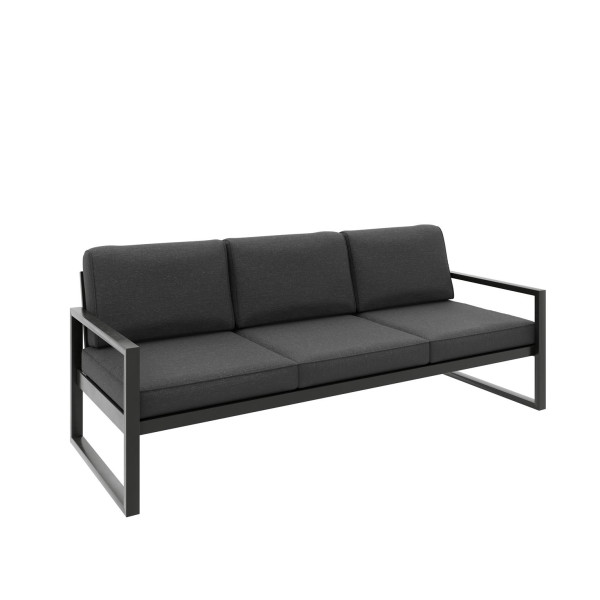 Sofa ogrodowa 3-osobowa ALICANTE grafitowa z czarnym stelażem 1048403
