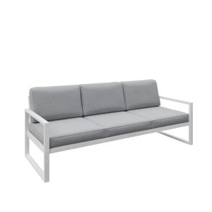 Sofa ogrodowa 3-osobowa ALICANTE jasnoszara z białym stelażem 1048380 Sofa ogrodowa 3-osobowa ALICANTE jasnoszara z białym stelażem 1048380