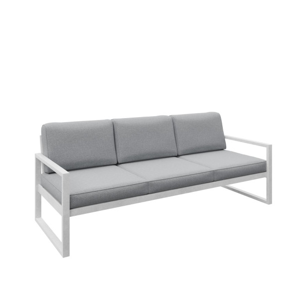 Sofa ogrodowa 3-osobowa ALICANTE jasnoszara z białym stelażem 1048380