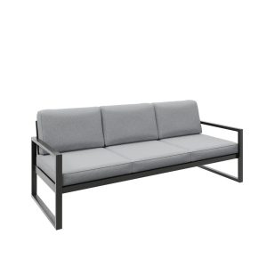 Sofa ogrodowa 3-osobowa ALICANTE jasnoszara z czarnym stelażem 1048393 Sofa ogrodowa 3-osobowa ALICANTE jasnoszara z czarnym stelażem 1048393