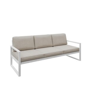 Sofa ogrodowa 3-osobowa ALICANTE kremowa z białym stelażem 1048405 Sofa ogrodowa 3-osobowa ALICANTE kremowa z białym stelażem 1048405