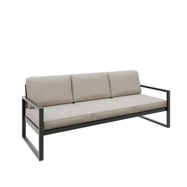 Sofa ogrodowa 3-osobowa ALICANTE kremowa z czarnym stelażem 1048381
