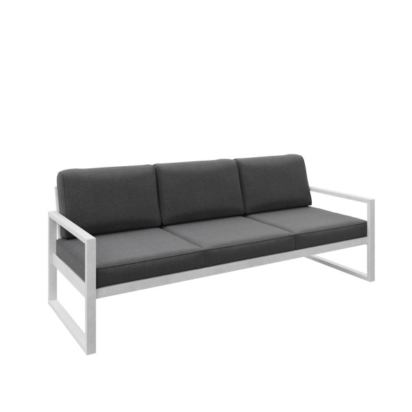Sofa ogrodowa 3-osobowa ALICANTE szara z białym stelażem 1048388