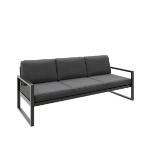 Sofa ogrodowa 3-osobowa ALICANTE szara z czarnym stelażem 1048389 Sofa ogrodowa 3-osobowa ALICANTE szara z czarnym stelażem 1048389
