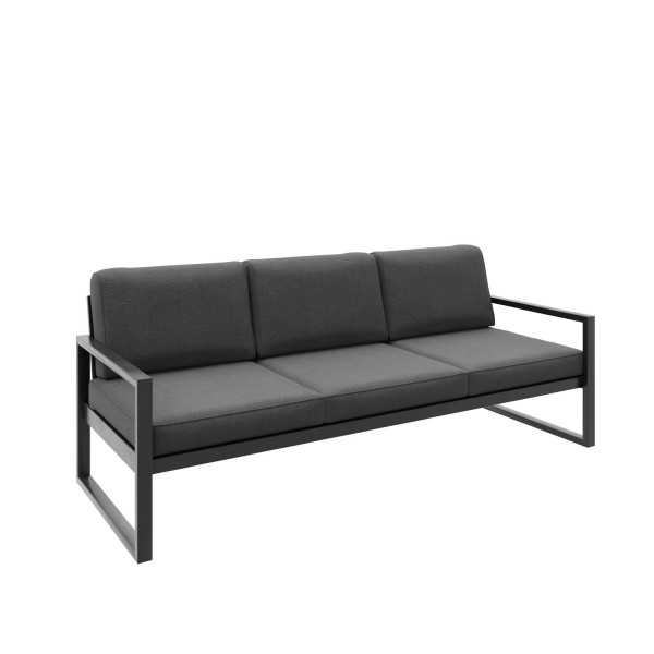 Sofa ogrodowa 3-osobowa ALICANTE szara z czarnym stelażem 1048389