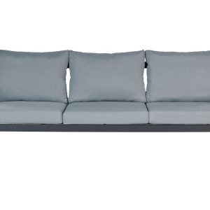 Sofa ogrodowa 3-osobowa metalowa z ciemnoszarymi poduchami 338148 Sofa ogrodowa 3-osobowa metalowa z ciemnoszarymi poduchami 338148