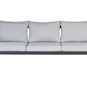 Sofa ogrodowa 3-osobowa metalowa z jasnoszarymi poduchami 338147 Sofa ogrodowa 3-osobowa metalowa z jasnoszarymi poduchami 338147