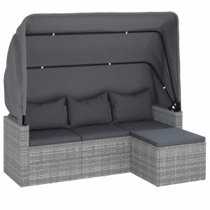 Sofa ogrodowa 3-osobowa Szary Technorattan vidaXL 492996 Sofa ogrodowa 3-osobowa Szary Technorattan vidaXL 492996