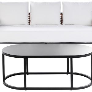 Sofa ogrodowa 3-osobowa z poduchami i stolikiem 338386