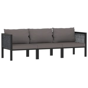 Sofa ogrodowa Antracyt Technorattan Sofy 3-osobowe vidaXL 372281